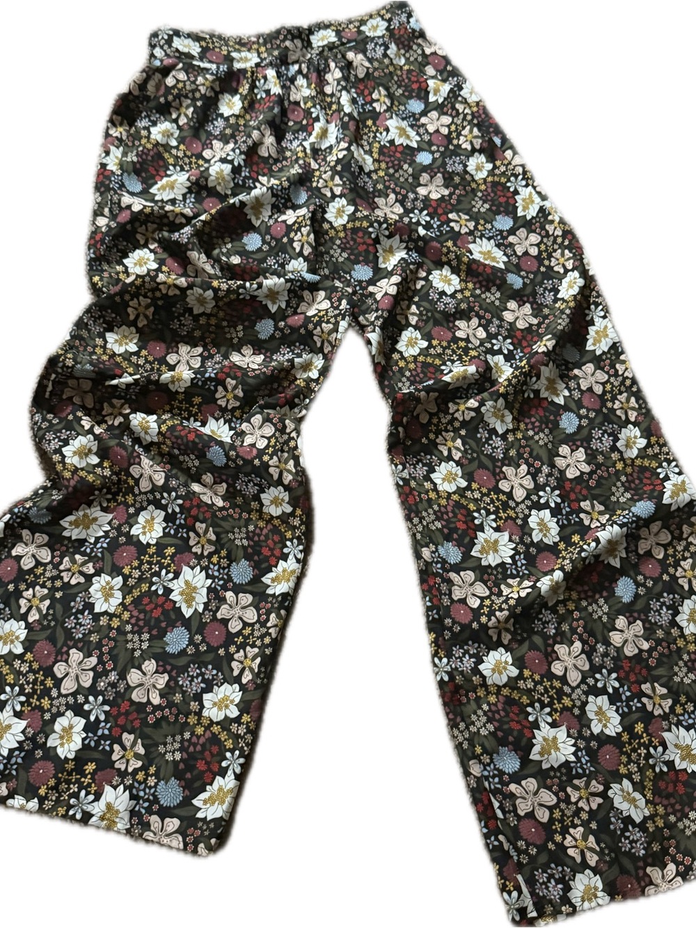 BCBGeneration Black Floral Wide-Leg Pants